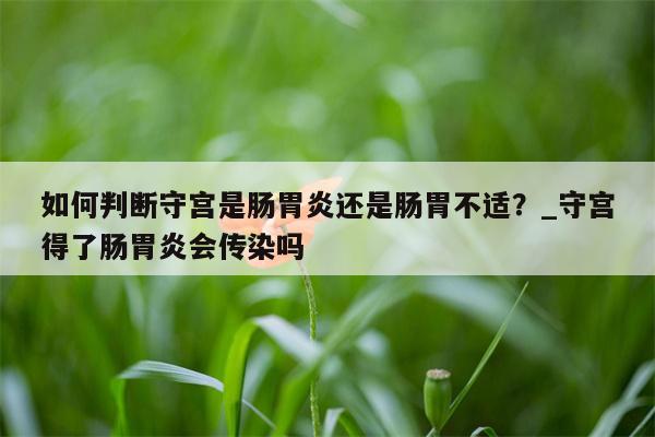 如何判断守宫是肠胃炎还是肠胃不适？ 守宫得了肠胃炎会传染吗  第1张