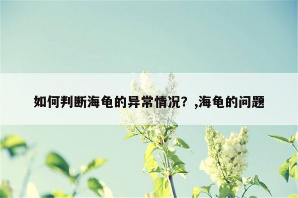 如何判断海龟的异常情况？,海龟的问题  第1张