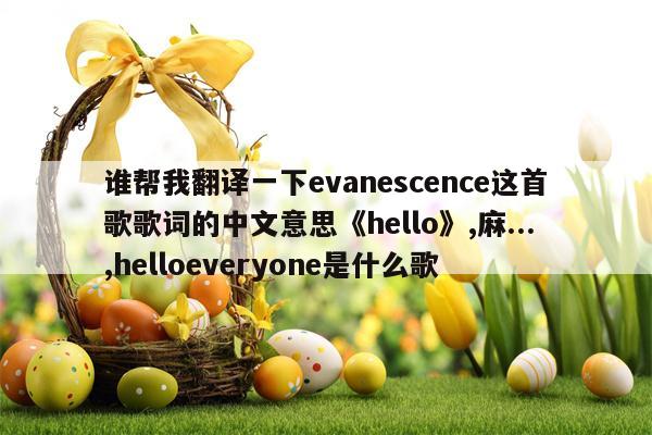 誰幫我翻譯一下evanescence這首歌歌詞的中文意思《hello》,麻.